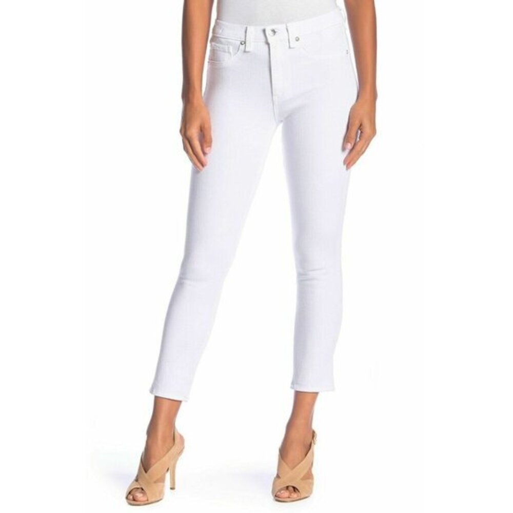 Veronica Beard Kate Jeans Stretch Mid Rise Cropped Skinny Jeans White SZ 31